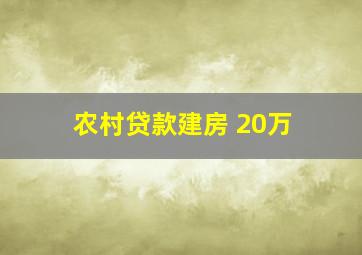 农村贷款建房 20万